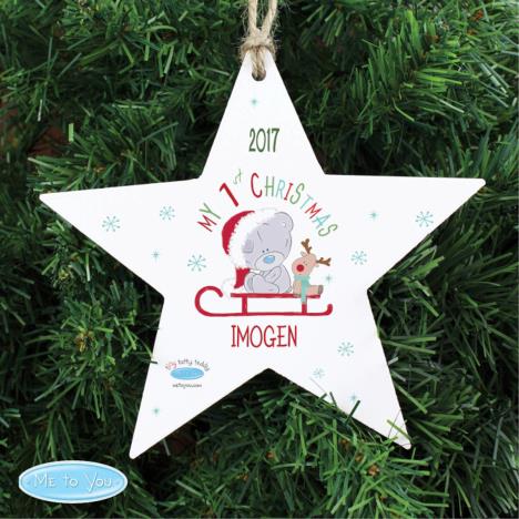 Personalised My 1st Christmas Sleigh Star Decoration Extra Image 1